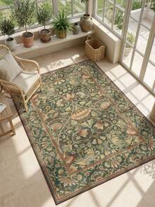 1pc European & American Luxury Classic Bohemian Mandala Floral Soft Faux Cashmere Area Rug, Suitable For Bathroom, Kitchen, Entrance, Hallway, Bedside, Living Room, Bedroom, All Seasons, Machine Washable, Home Decor - Multicolor - View 1