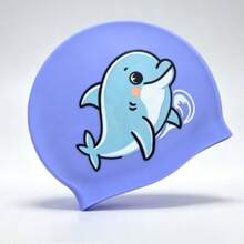 Cute Cat Print Silicone Swim Cap, Snug Fit Hair Protection Swimming Cap For Pool Training And Water Play - Multicolor - View 6