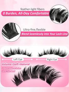 Himirell 120pcs C Curl Cat Eye Fox Eye Cluster Single Cluster False Eyelashes - Black - View 5