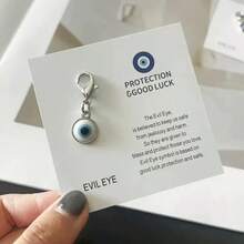 2pcs Fashion Lucky Eye Minimalist Pendant, Daily Matching Bag Charm, Keychain, Phone Strap, Couple Gift With Good Wishes And Lucky Card - Multicolor - View 5