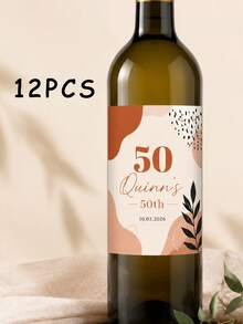 12pcs Personalized Modern Customized Wine Bottle Label Stickers, Modern Editorial Style Bottle Labels, Customized Text Adult Celebration Gift, Home Decor & Gift, Personalized Gift, Adult High-End Design, Personalized Party Favor - Multicolor 3 - View 14