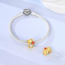 1 Peça Pingente de Pulseira Banhado a Ouro 18K com Fênix Brilhante, Urso, Tartaruga, Flor e Coração para Fabricação de Joias DIY, Escolha Ideal para Presente de Joias para Mulheres - Dourado - Visão 2