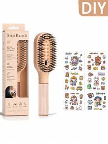 2-In-1 Spray Hairbrush With 6 DIY Stickers, Refillable Spray Brush For Wet And Dry Hair Detangling, Anti-Static Styling Tool, Personalized Hairbrush Gift - Multicolor - View 21