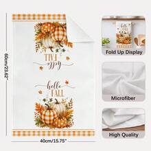 2PCS Kitchen Towel, Hello Autumn Series Pattern Printed, Watercolor Style 40*60cm Rectangular Microfiber Kitchen Towel, Dish Cloth, Tablecloth, Hand Towel, Kitchen Decor, Home Decor, Neighbor Housewarming Gift, Kitchen Napkin And Dish Cloth, Home Decor, Gift - Orange - View 4