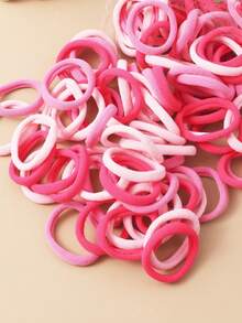 100pcs Girls Pink High Elasticity Durable Non-Damaging Hair Scrunchies Suitable For Daily Wear - Multicolor - View 6