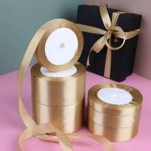 25mm Gold Polyester Ribbon, Luxury Gold, Christmas Holiday Gift Box Packaging Ribbon Wholesale - Gold - View 1