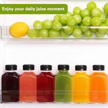Botol Plastik Kecil dengan Tutup Ulir, Cocok untuk Cairan, Jus, Minuman Kesehatan - Botol Konsentrat Jus Jahe - Botol Mini Transparan yang Dapat Digunakan Kembali/Anti Bocor/Dapat Dibekukan, Wadah Plastik 2oz dengan Tutup - Hitam - View 8