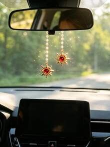 1件合金太陽珍珠鏈車用後視鏡掛飾，汽車內飾裝飾配件 - A - 查看 6