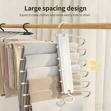 1pc Stainless Steel 6-Layer Magic Pants Hanger - With Anti-Slip Strips, Reinforced Thick Heavy-Duty Multi-Layer Pants Rack With No-Mark Magic Clips, Space-Saving Closet Organizer, Suitable For Rod/Ceiling, Adjustable Pole, Fit For Home/Office/Hotel - View 10