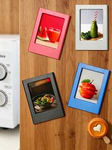 1pc Solid Color Minimalist Fridge Magnet Photo Frame, Magnetic Acrylic Photo Holder, Creative Versatile Combination Display Stand, Minimalist Magnetic Photo Desktop Decor Display Frame - Multicolor - View 3