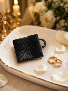 Mini IC Snap Closure Artificial Leather Jewelry Storage Bag, Mini Jewelry Bag, Soft Rectangular, Suitable For Earrings, Rings, Portable Daily Use, Ring Storage Box, Earring Leather Storage Box, Travel And Small Item Storage, With IC Snap Button, Jewelry Box - Multicolor - View 4
