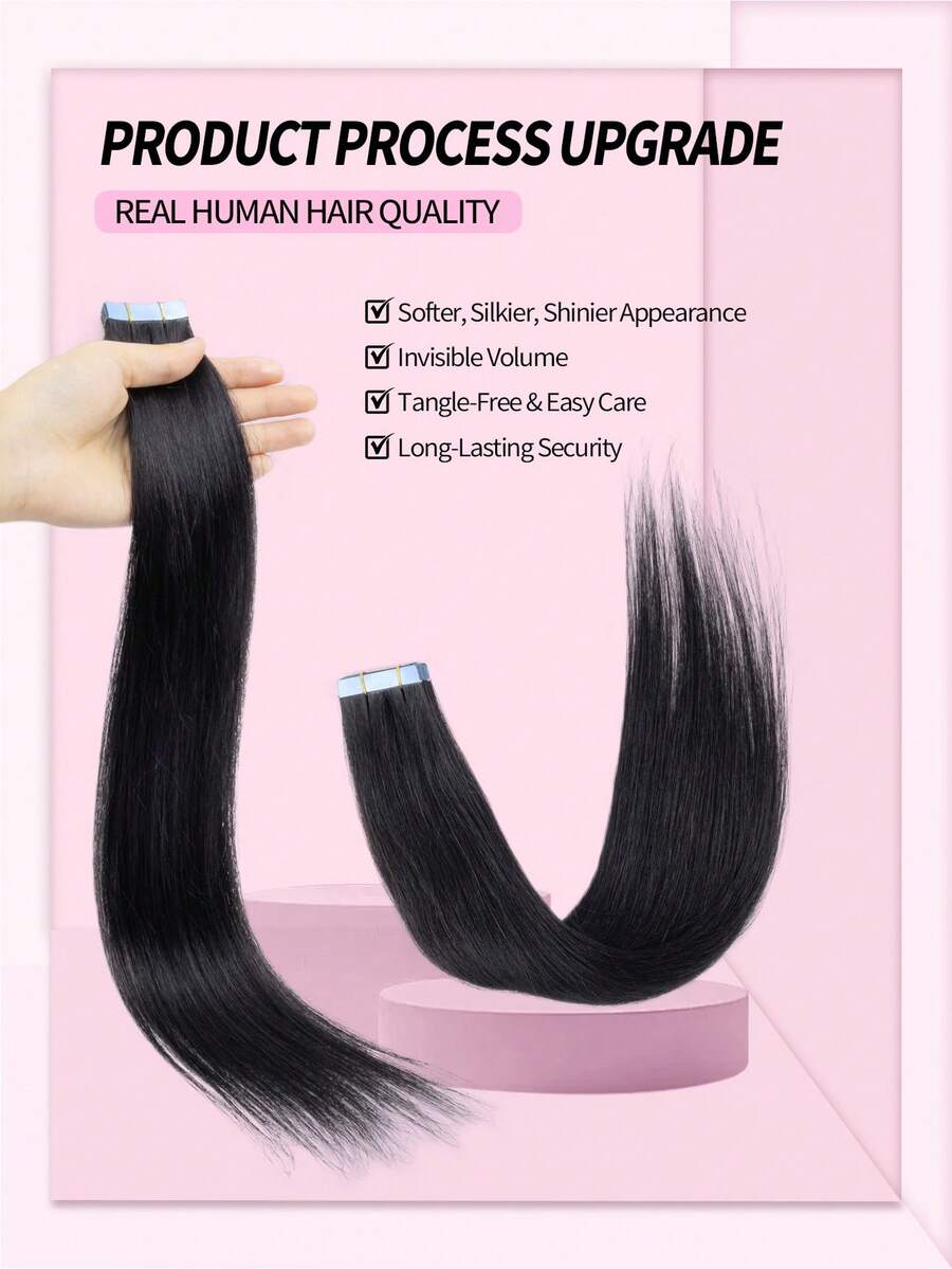 Real Human Hair Seamless Invisible Hair Extensions - Multicolor - View 1