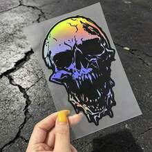 Laser Reflective Broken Skull Exterior Car Sticker Waterproof Scratch Cover Vinyl Decal DIY Cool Personalized Decoration For Car Truck Van SUV Motorcycle Body Exterior - A - View 4