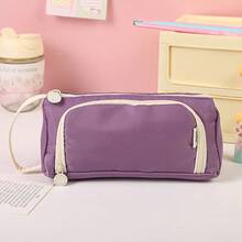 時尚學生鉛筆袋,耐用牛津布,雙拉鍊,多色可選,男女通用 - Triangle Twill Pencil Case - 查看 7