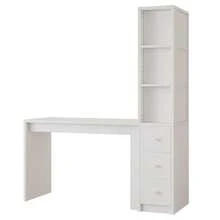 مكتب أبيض مع رف كتب وأدراج - 150x50x180 سم - أبيض - مشاهدة 8