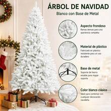 White Artificial Christmas Tree 240cm With 1200 Branch Tips And Metal Base, Large 135x240cm Holiday Indoor Decoration - 白色 - 查看 4