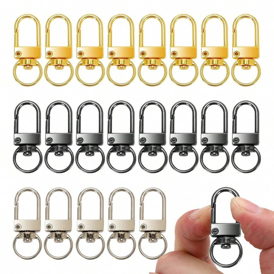 18PCS Alloy Keychain Clips Rotating Spring Hook Lobster Clasp, Suitable For DIY Keychain Crafts, Wallet Backpack Strap Connector Accessories, Pet Collar Pendant, Car Home Key Storage (3 Colors Available) - 2.5G Door Latch - View 1