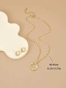 1pc Fashionable Full Rhinestone Star & Moon Stainless Steel Women's Necklace, 1 Pair Fashionable Full Rhinestone Star & Moon Stainless Steel Women's Earrings, Stainless Steel Jewelry, Gold Jewelry, Summer, Beach, Vacation Jewelry, Charm, Pride, Western Jewelry, Gift For Women, Gift, Birthday Gift - Yellow Gold - View 4