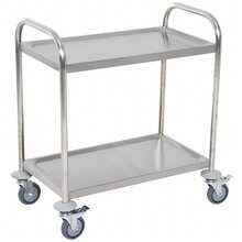 Carrito de cocina con ruedas, 2 estantes, 80 cm de largo x 45 cm de ancho x 82 cm de alto, acero inoxidable cromado. - Multicolor - Ver 1