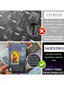 Tarot Rider Waite, Tarot en Español para Principiante, No Necesita Libro de Guía, Baraja Clásica con 78 Cartas 22 Arcanos Mayores y 56 Arcanos Menores - Multicolor - Ver 6