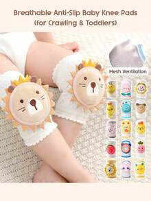 Infant Cartoon Animal Knee Pads, Breathable Mesh Crawling And Walking Protective Pads, Anti-Slip Anti-Shock Baby Leg Guards (Cute Pattern Design) - Multicolor - View 2