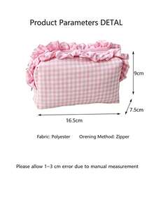 Customizable Name Ruffle Plaid Makeup Bag: Personalized Plaid Travel Toiletry Bag – Bridesmaid Gift - Multicolor - View 5