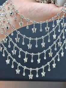 سلسلة فراشة DIY من الحديد مقاومة للحرارة العالية وحافظة للون بطول 100 سم، فائقة اللمعان مع أحجار الراين، سلسلة أحجار الراين ثلاثية الأظافر، سلسلة زخرفية إبداعية للنساء، تُستخدم لصنع المجوهرات اليدوية ومواد إكسسوارات أزياء العروض - متعدد الألوان - مشاهدة 6