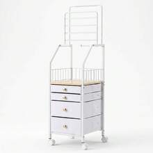 Garvee Jewelry Organizer Rack With 4 Fabric Drawer & Wheel, Mobile Stand Jewelry Organizer Cabinet For Necklace, Earring, Ring & Bracelet - White - View 6