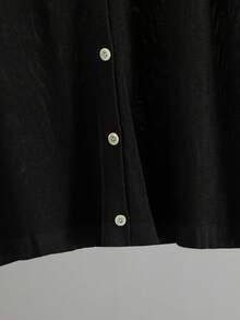 GIGOGOU 大尺碼 1XL-4XL 女款春夏輕量針織開襟衫，休閒長袖鏤空外套，黑色 - 黑色 - 查看 7