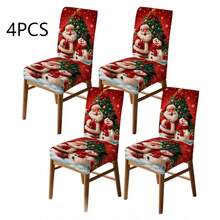 1/2/4/6/8/36pcs, Fashion Christmas Printed Chair Covers/Office Chair Cover/Chair Covers For Dining, Suitable For Indoor Home Dining Room, Hotel Modern Daily Decoration, Elastic Chair Covers Can Be Washed, Ideal Christmas Gift - Multicolor - View 15