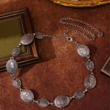 1pc Women's Metal Engraved Floral Bohemian Western Vintage Waist Chain Casual Versatile - Silver - View 3