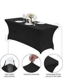 1pc Red Christmas Tree Print Fitted Tablecloth, Holiday Polyester Spandex Rectangular Full Coverage Elastic Tablecloth, Wrinkle-Resistant Protective Tablecloth, Suitable For Christmas Party Buffet Banquet Home Decor - Multicolor - View 10