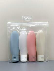 4pcs Plastic Travel Refillable Bottles Set, Leak-Proof, Fragrance-Free Cosmetic Containers, Suitable For Lotion, Shower Gel And Skincare Products, Portable Toiletries Set, Travel Essentials, Birthday Gift, Christmas Gift - Multicolor - View 11