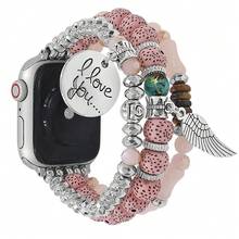 1pc New Bohemian Style Watch Band Compatible With Apple Watch 1/2/3/4/5/6/7/8/9 - Pink - View 7
