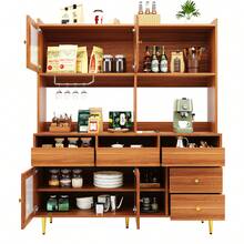 Sideboard Brun med Vinhylla – Enkel Design för Ditt Matsalsbord - Valnöt - Visa 11