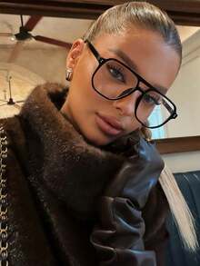 1件女款大框飛行員眼鏡，豹紋玳瑁色波希米亞風鏡框，PC材質，時尚街頭風眼鏡 - 多色 - 查看 13