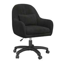 Nalupatio Home Office Chair, Velvet Chair With Head Cushion, 360° Rotatable, Height Adjustable Office Chair Ergonomic, Make-Up Chair Swivel Chair, For Study Bedroom, Load Capacity Up To 150kg - 黑色 - 查看 7