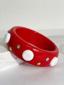 甜美粉色拼色幾何不對稱金屬手鍊 條紋樹脂手鐲 Y2K女孩個性化飾品 適合日常與派對穿搭 - 彩色 - 查看 13