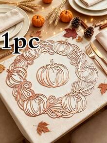 1/4/6pcs Pumpkin PVC Gold Foil Placemats, Suitable For Wedding Party Table Decor, Harvest Festival Placemats, Coffee Machine Mat, Non-Slip Heat-Resistant Mat, Suitable For Wedding Party, Holiday Celebration, Picnic Camping, Birthday Party Table Decor - Multicolor - View 16