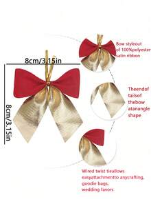 1pc/50pcs/100pcs Gold Double Bow Twisted Rope, Christmas Wine Glass Decoration Bow Ornament, Christmas Tabletop Decor, Reusable Gift Bag Closure Bow, Winter Holiday New Year Wedding Banquet Home Kitchen Festive Decoration Accessory - View 3