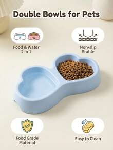 Dog Bowl, Pet Supplies, Suitable For Small Dogs, 2-In-1 Heart-Shaped Small Pet Feeder Plastic Water And Food Container, Suitable For Puppies, Cats And Other Small Animals, Candy Color - Multicolor - View 10