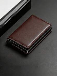 RFID Anti-Theft Pop-Up Credit Card Holder, Men's Wallet, Luxury Ultra-Thin Minimalist Bank Card Sleeve, Money Pouch, Mini Smart Wallet, Unisex, Gift - Coffee Brown - View 9