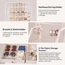 Garvee Jewelry Organizer Rack With 4 Fabric Drawer & Wheel, Mobile Stand Jewelry Organizer Cabinet For Necklace, Earring, Ring & Bracelet - White - View 7