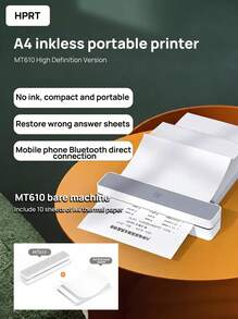 HPRT MT610 Wireless Printer, Portable Mini Bluetooth Thermal Printer, Compact A4 Paper Printer, Compatible With IOS/Android/Laptop, Inkless Black & White, Ideal For Students, Home Office, Homework, And Error Correction - Off-white - View 1