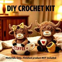 1 buah Kit Merajut Sapi Highland Tema Penyihir/Balet/Kopi/Koboi Barat (Hanya Bahan. Perlu Merajut Tangan Sederhana) Kit DIY Ramah Pemula dengan Panduan Langkah demi Langkah & Manual Bahasa Inggris. Desain untuk Dekorasi Rumah, Hadiah Ideal untuk Ulang Tahun & Festival - Kit Merajut DIY - View 1