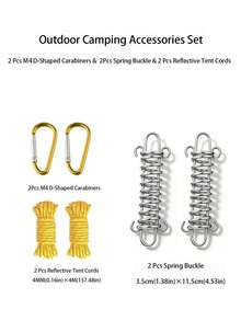 1 Set Outdoor Camping Tent Accessories Kit, Includes Windproof Ropes, D-Shaped Buckles And Spring Windproof Rope Clips - Multicolor - View 16