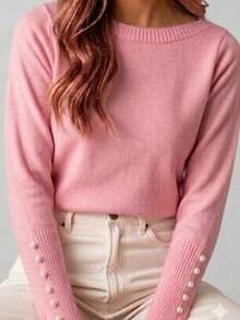Women Sweaters - Baby Pink - View 2
