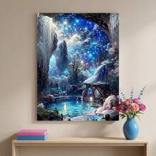 Multi-Color 5D DIY Diamond Painting Kit, Fantasy Cave Lake, Full Round Diamond With Tools, Adult Diamond Art Gift, Home Wall Decor Diamond Painting Poster, Back To School Handmade Gift - View 2
