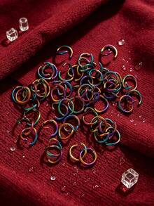 100 piezas de anillos abiertos de acero inoxidable, color degradado estilo punk para hacer joyas, accesorios DIY, conectores de anillos dobles abiertos - Degradado - Ver 1