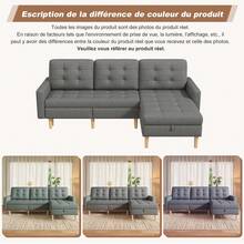 212x130x86cm Grey Chaiselongue Sofa In Fabric For Living Room Relaxation - 灰色 3 人座 - 查看 9
